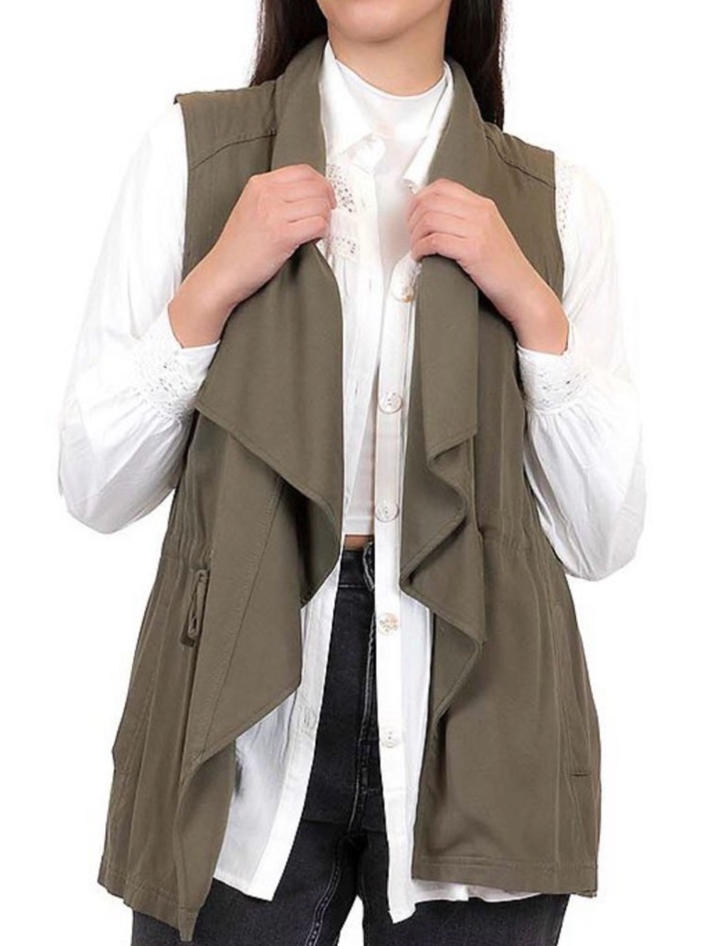Artisan NY Sleeveless Drape Front with Tie Vest/Cardigan